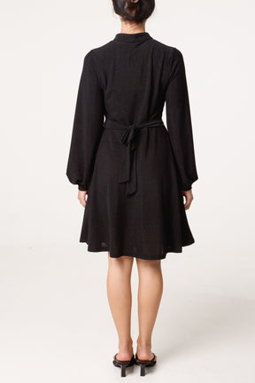 Button Through Long Sleeve Dress