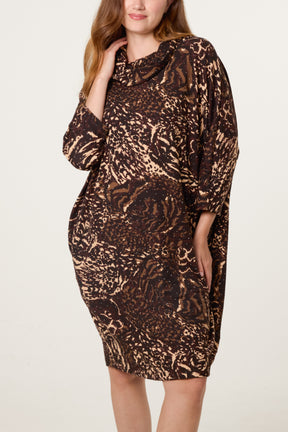 Leopard Print Cowl Neck Mini Dress