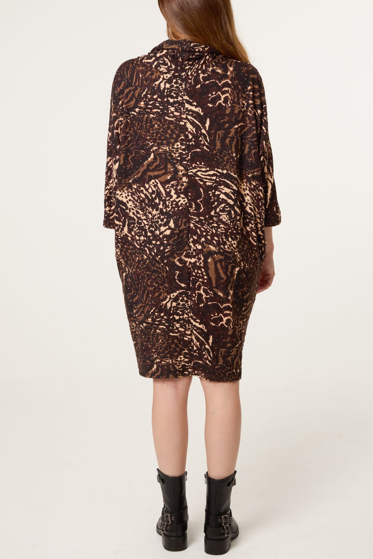 Leopard Print Cowl Neck Mini Dress