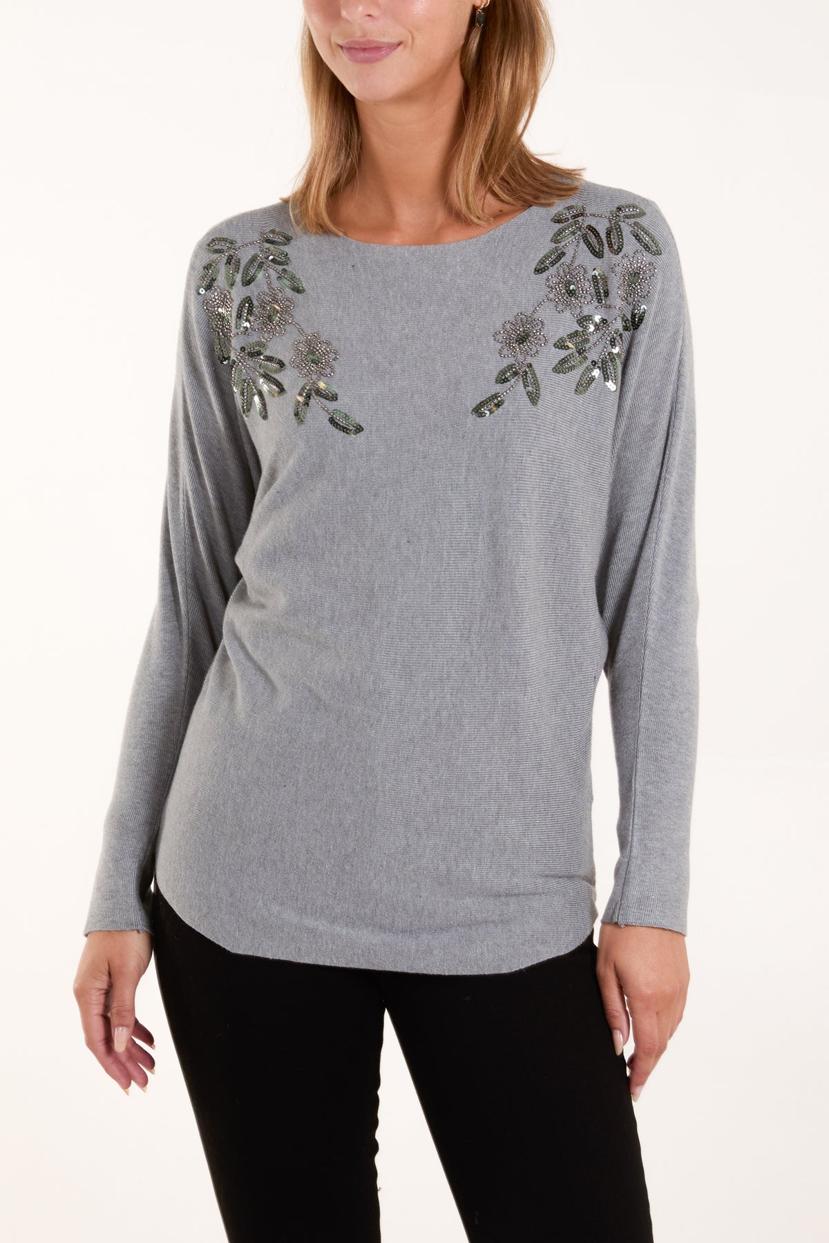 Sequin Flowers Embellished Jumper