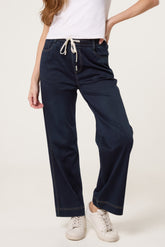 Elastic Waist Heart String Jeans