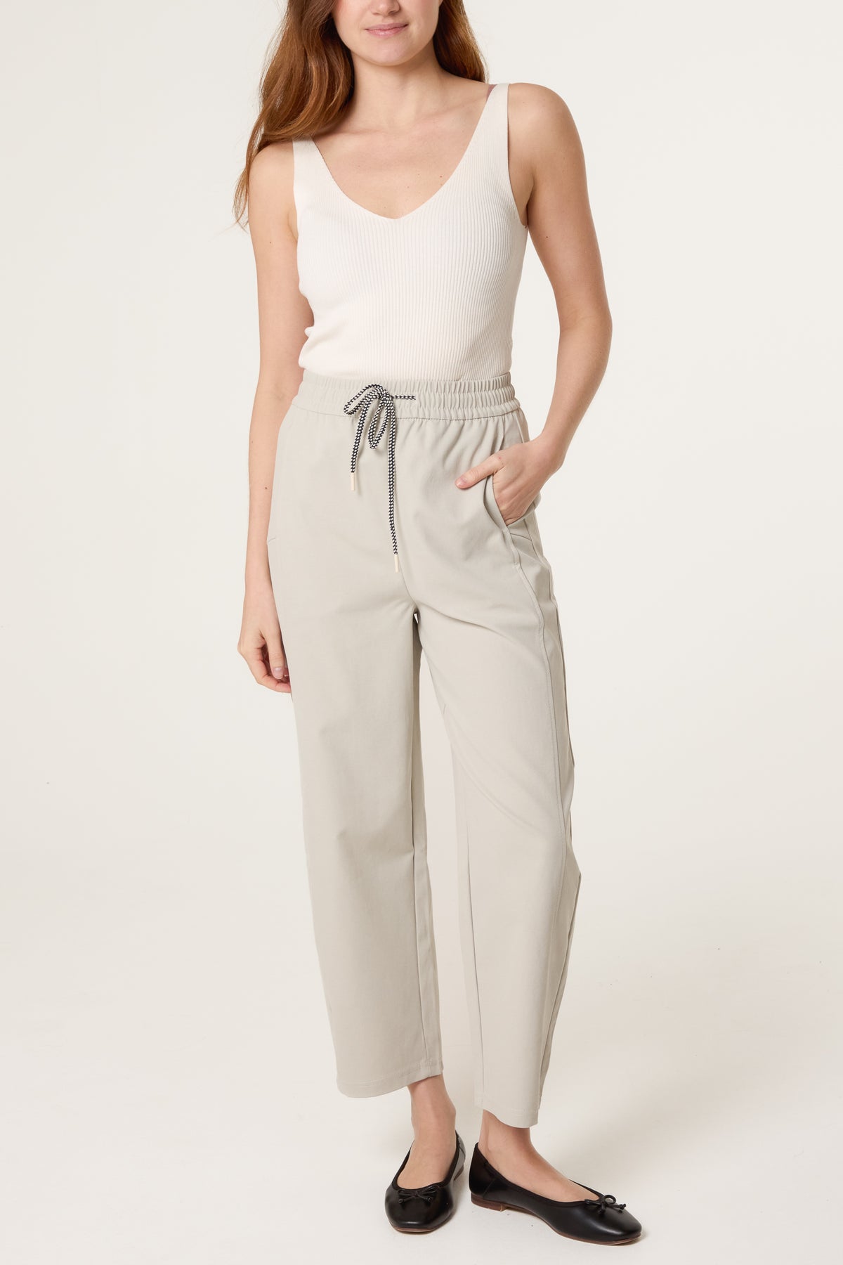 Elastic Waist Drawstring Trousers
