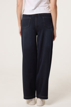 Seam Detail Elastic Waist Jeans