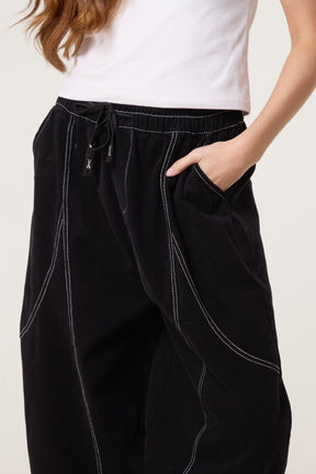 Top Stitch Barrel Leg Trousers