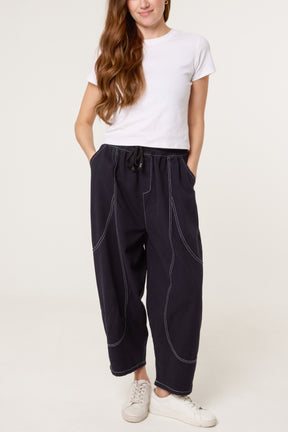 Top Stitch Barrel Leg Trousers