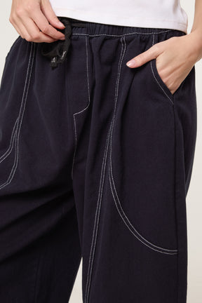 Top Stitch Barrel Leg Trousers