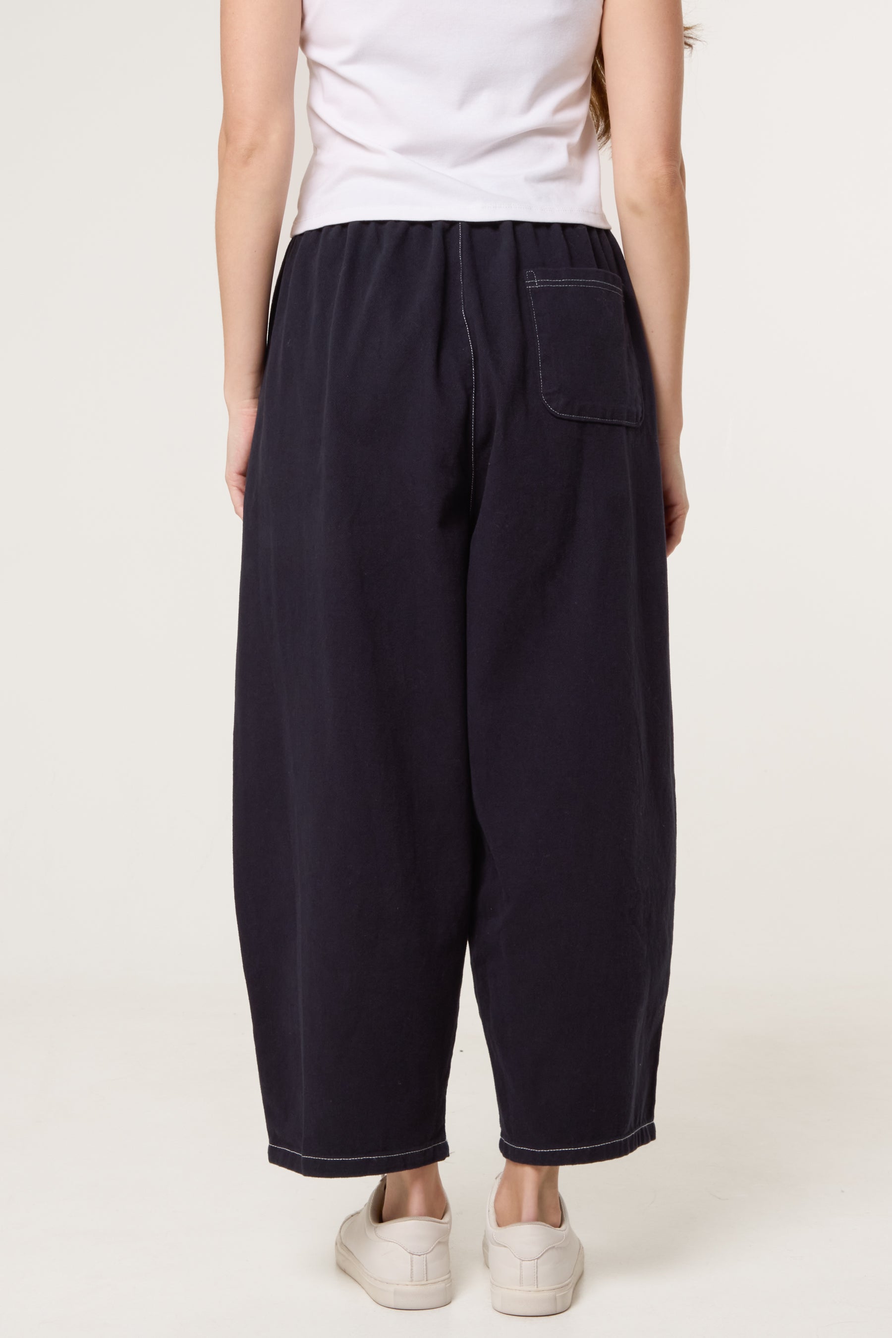Top Stitch Barrel Leg Trousers