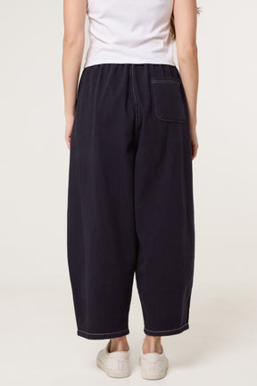 Top Stitch Barrel Leg Trousers
