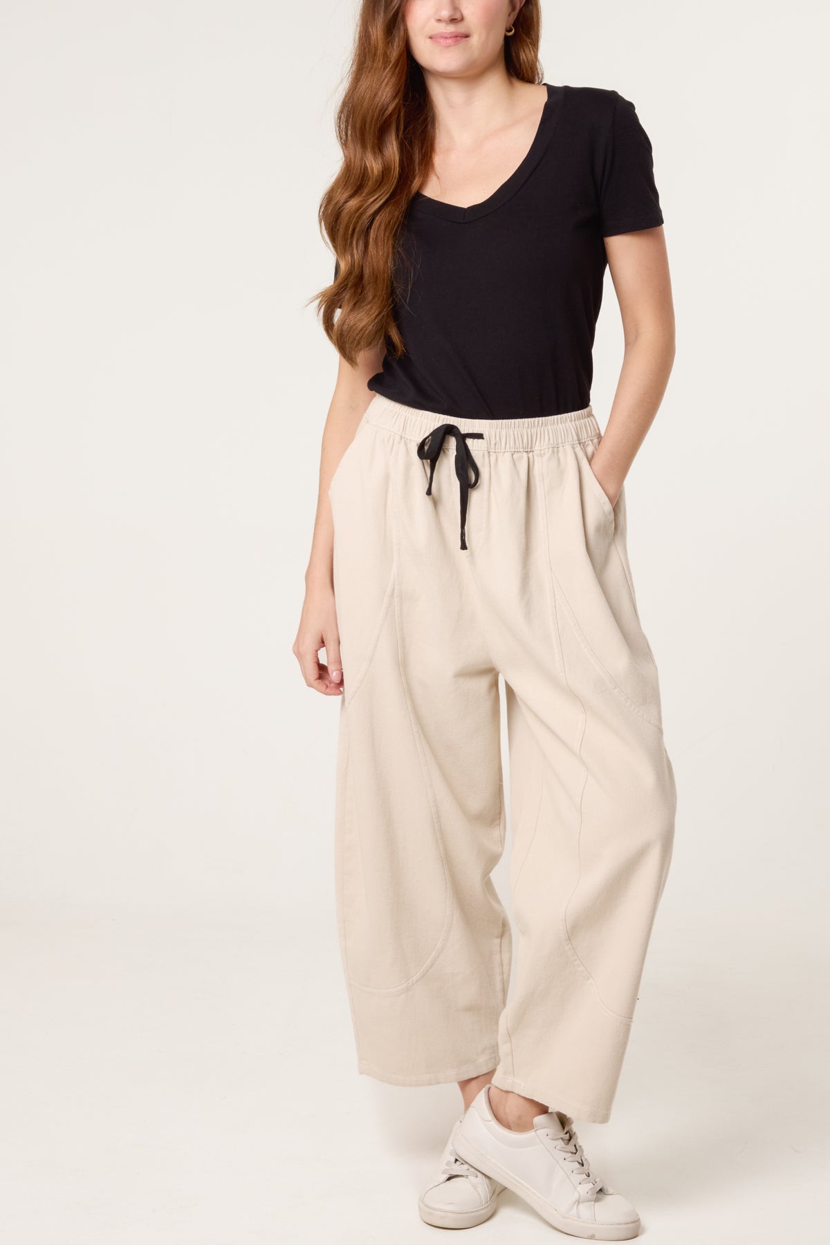 Top Stitch Barrel Leg Trouser