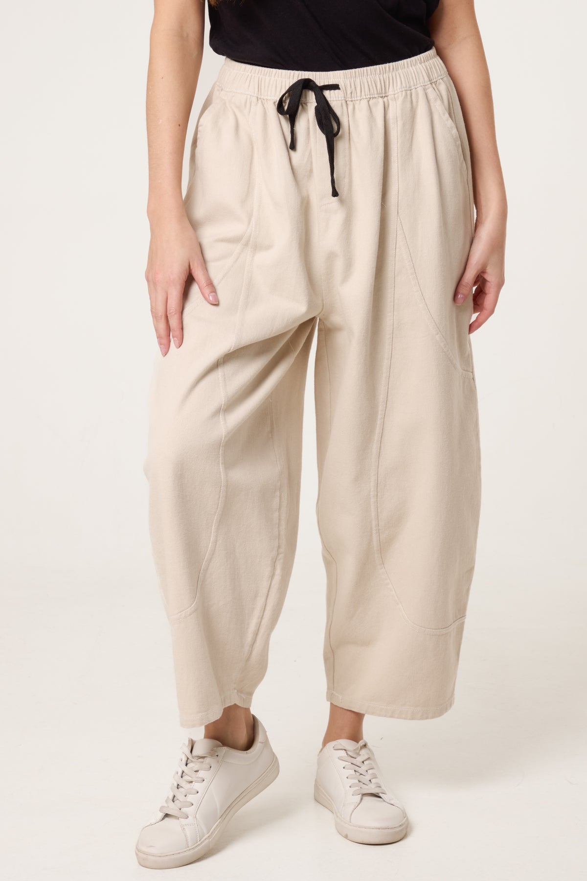 Top Stitch Barrel Leg Trousers