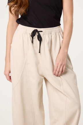 Top Stitch Barrel Leg Trousers