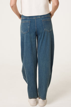 Seam Detail Wide Leg String Jeans