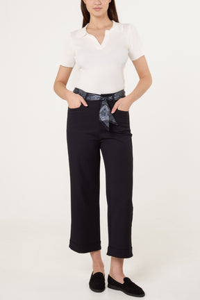 Scarf Belt Straight Trousers
