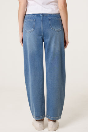 Elastic Waist Seam Detail Jeans