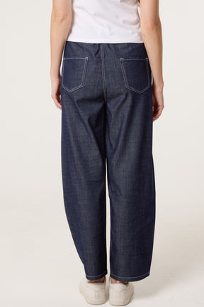 Elastic Waist Seam Detail Jeans