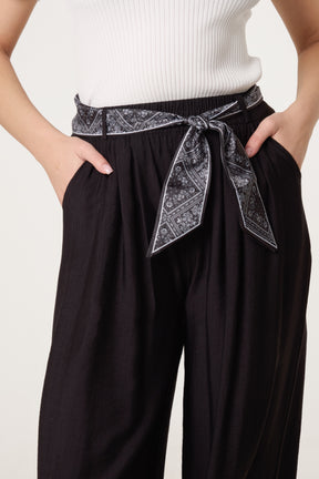 Scarf Belt Wide Leg Trousers