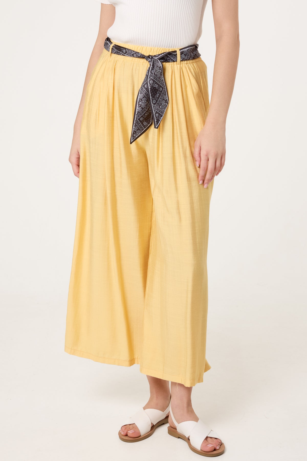 Scarf Belt Wide Leg Trousers