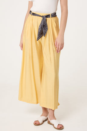 Scarf Belt Wide Leg Trousers