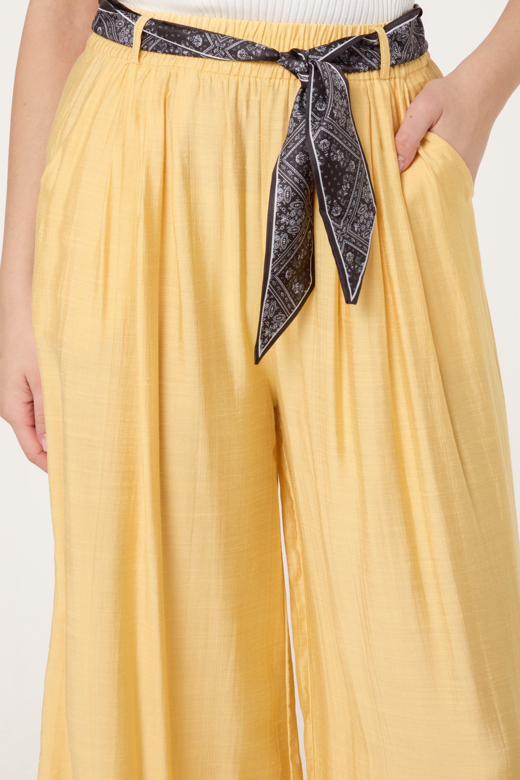 Scarf Belt Wide Leg Trousers