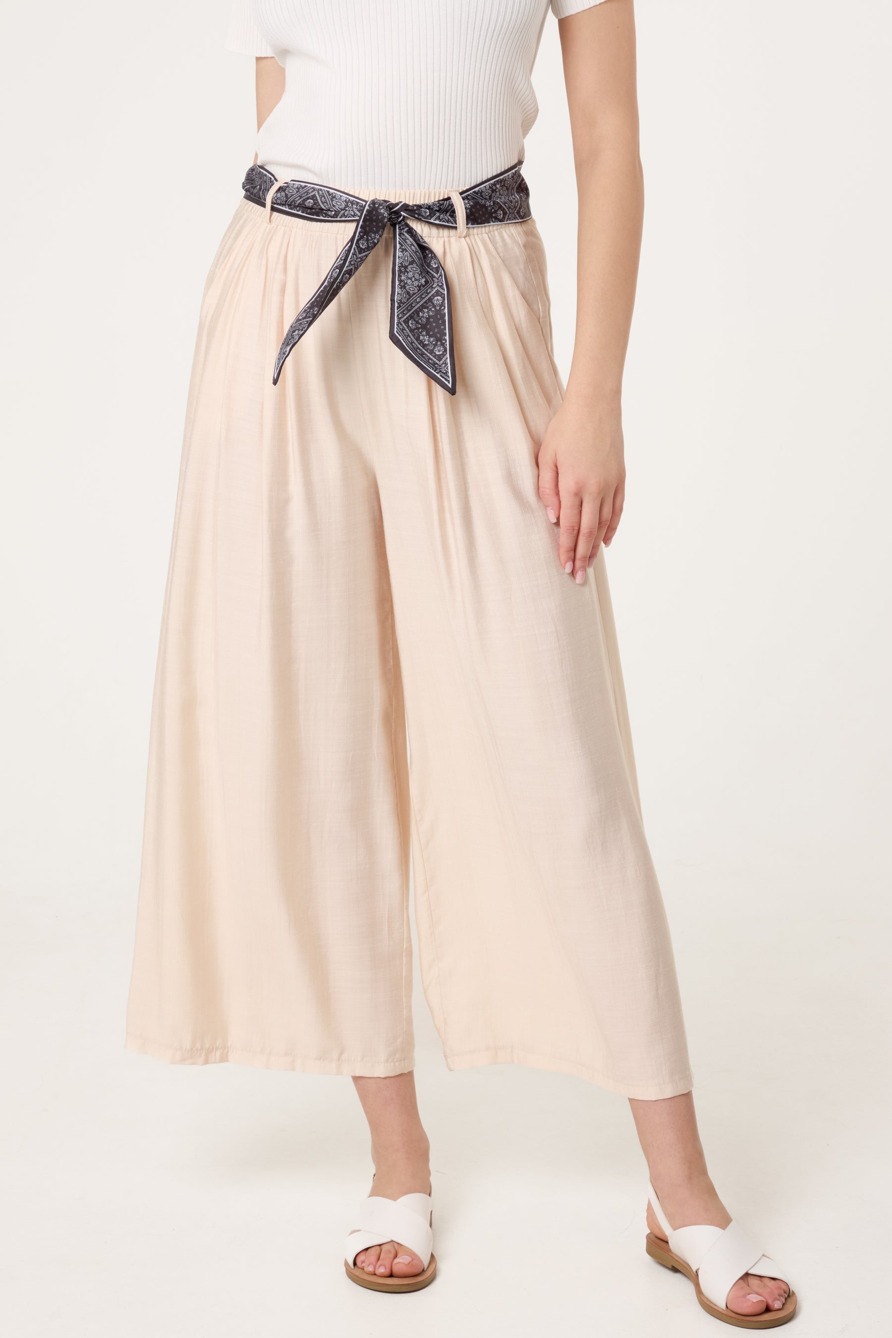 Scarf Belt Wide Leg Trousers