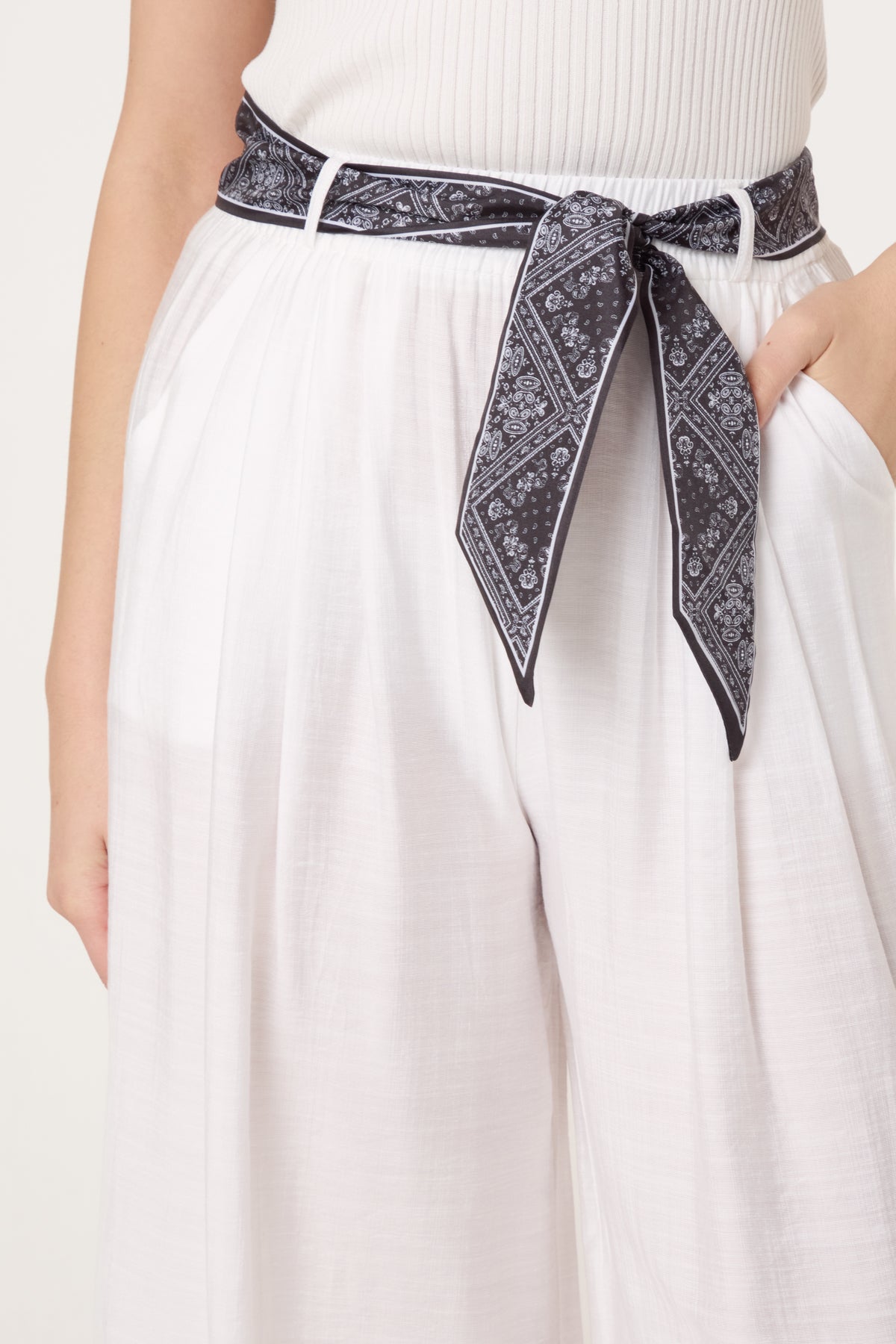 Scarf Belt Wide Leg Trousers