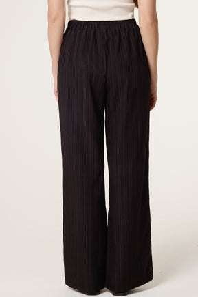 Drawcord Wide Leg Crinkle Trousers