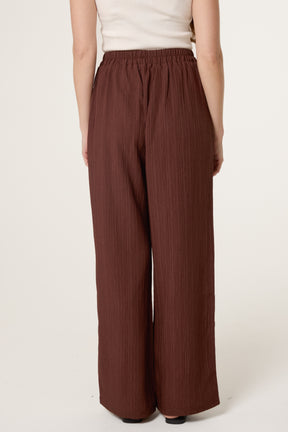 Drawcord Wide Leg Crinkle Trousers