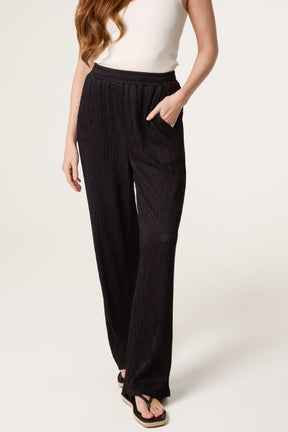 Elastic Waist Crinkle Trousers