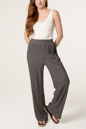 Elastic Waist Crinkle Trousers