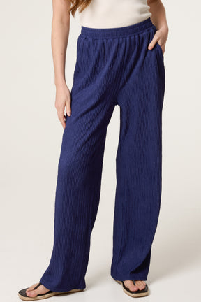 Elastic Waist Crinkle Trousers