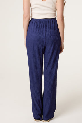 Elastic Waist Crinkle Trousers