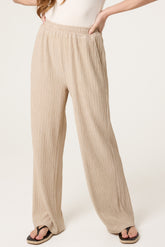 Elastic Waist Crinkle Trousers