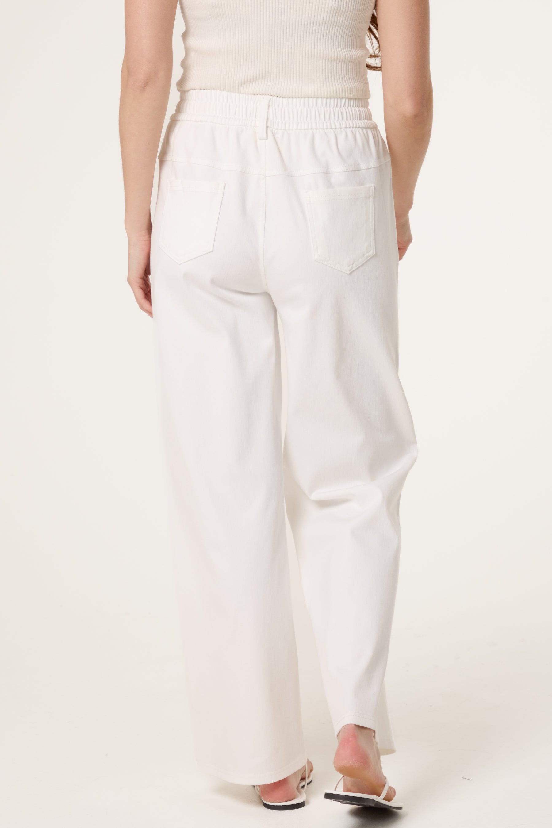 Elastic String Tie Wide Leg Trousers