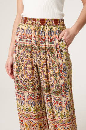 Printed Shirred Waist Trouser
