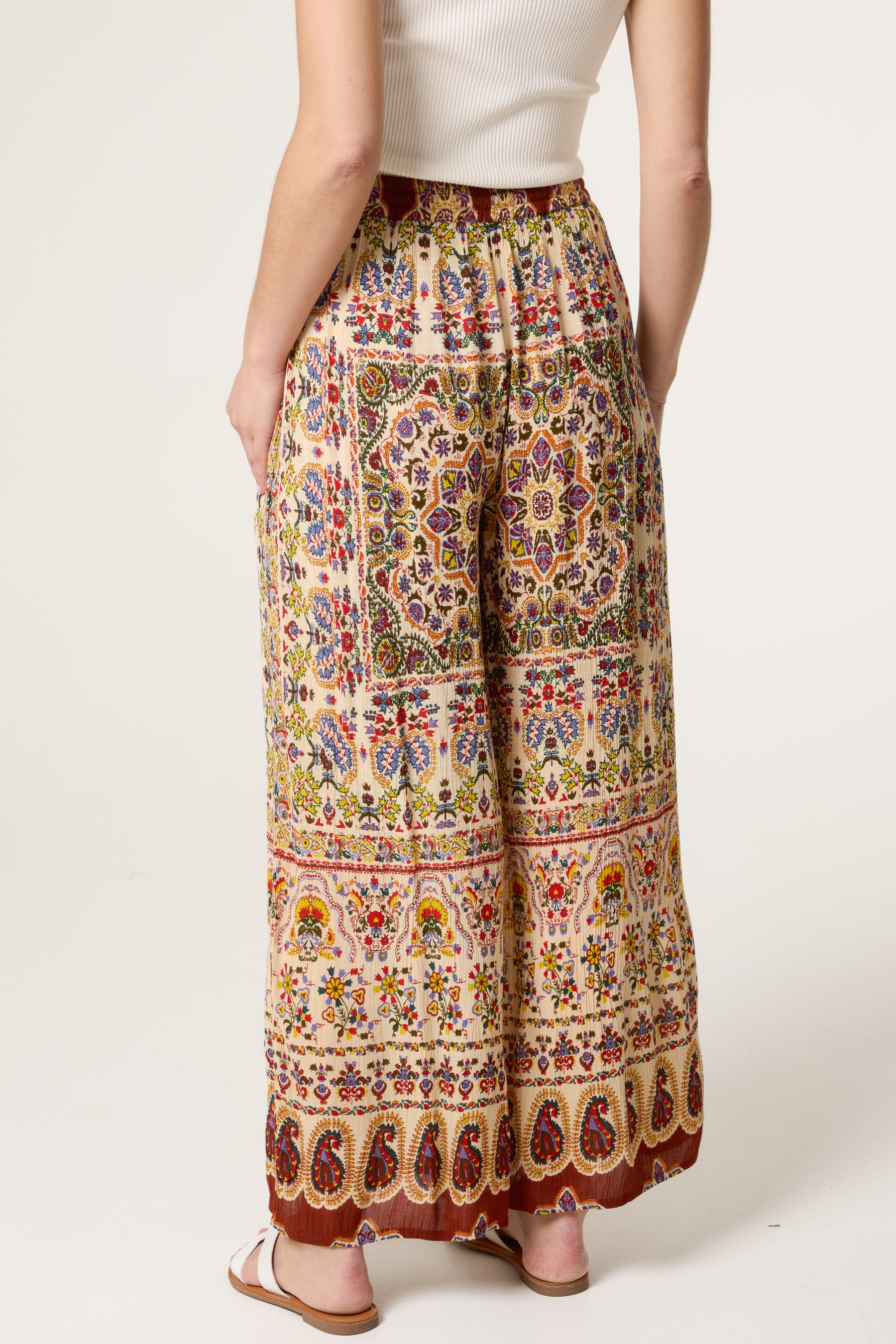 Printed Shirred Waist Trouser