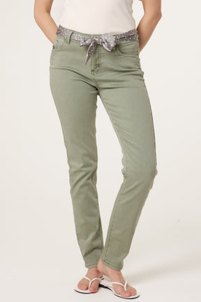 Slim Leg Scarf Belted Trouser