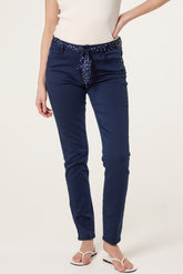 Slim Leg Scarf Belted Trouser