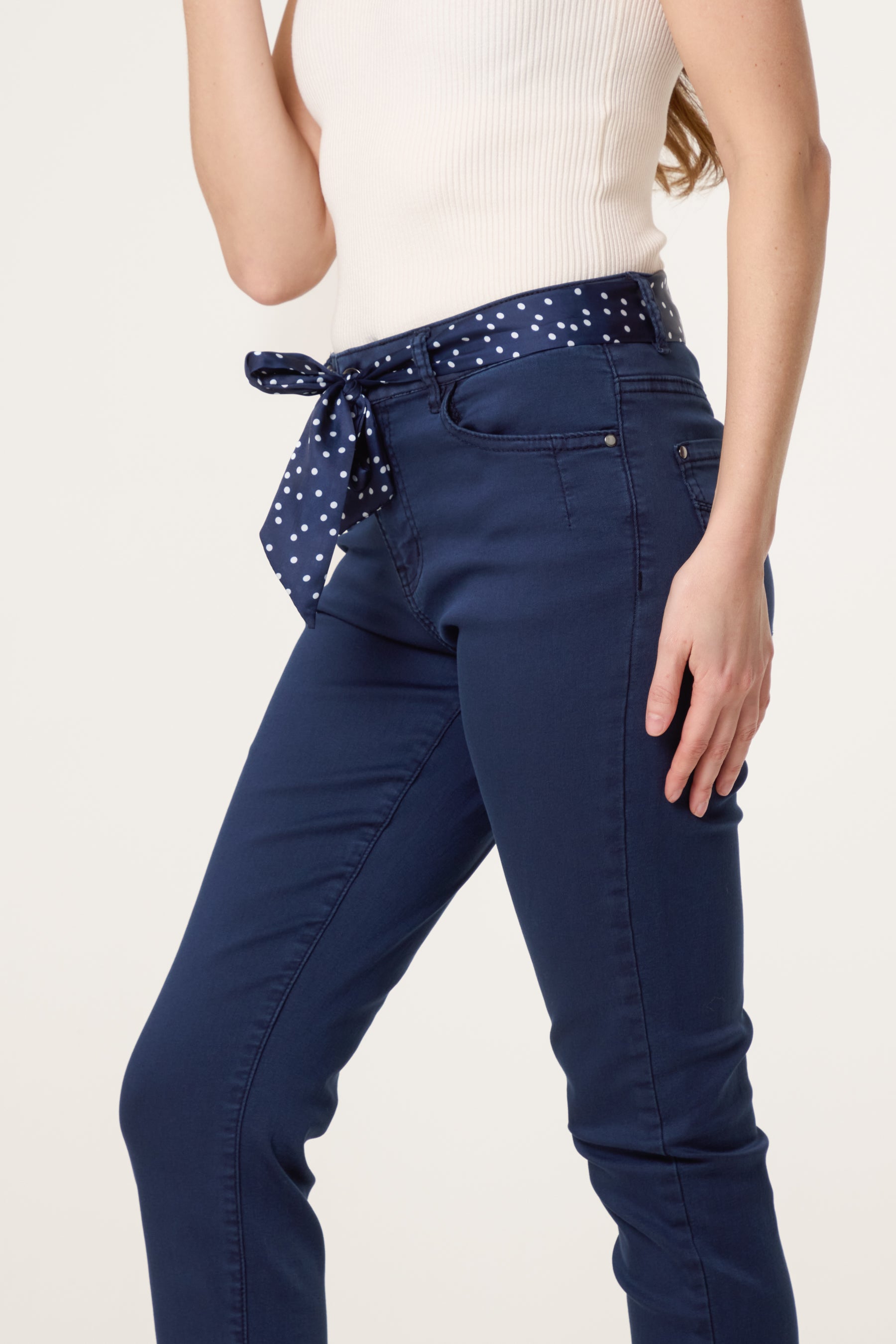 Slim Leg Scarf Belted Trouser