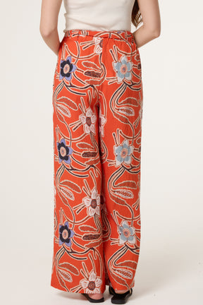 Floral Belted Wide Leg Trouser