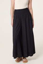 Shirred Pinstripe Palazzo Trouser