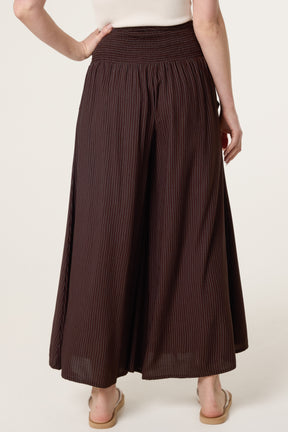 Shirred Pinstripe Palazzo Trouser
