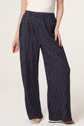 Polka Dot Crinkle Wide Leg Trouser