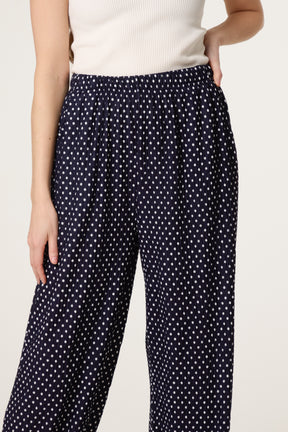 Polka Dot Crinkle Wide Leg Trouser