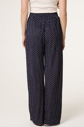 Polka Dot Crinkle Wide Leg Trouser