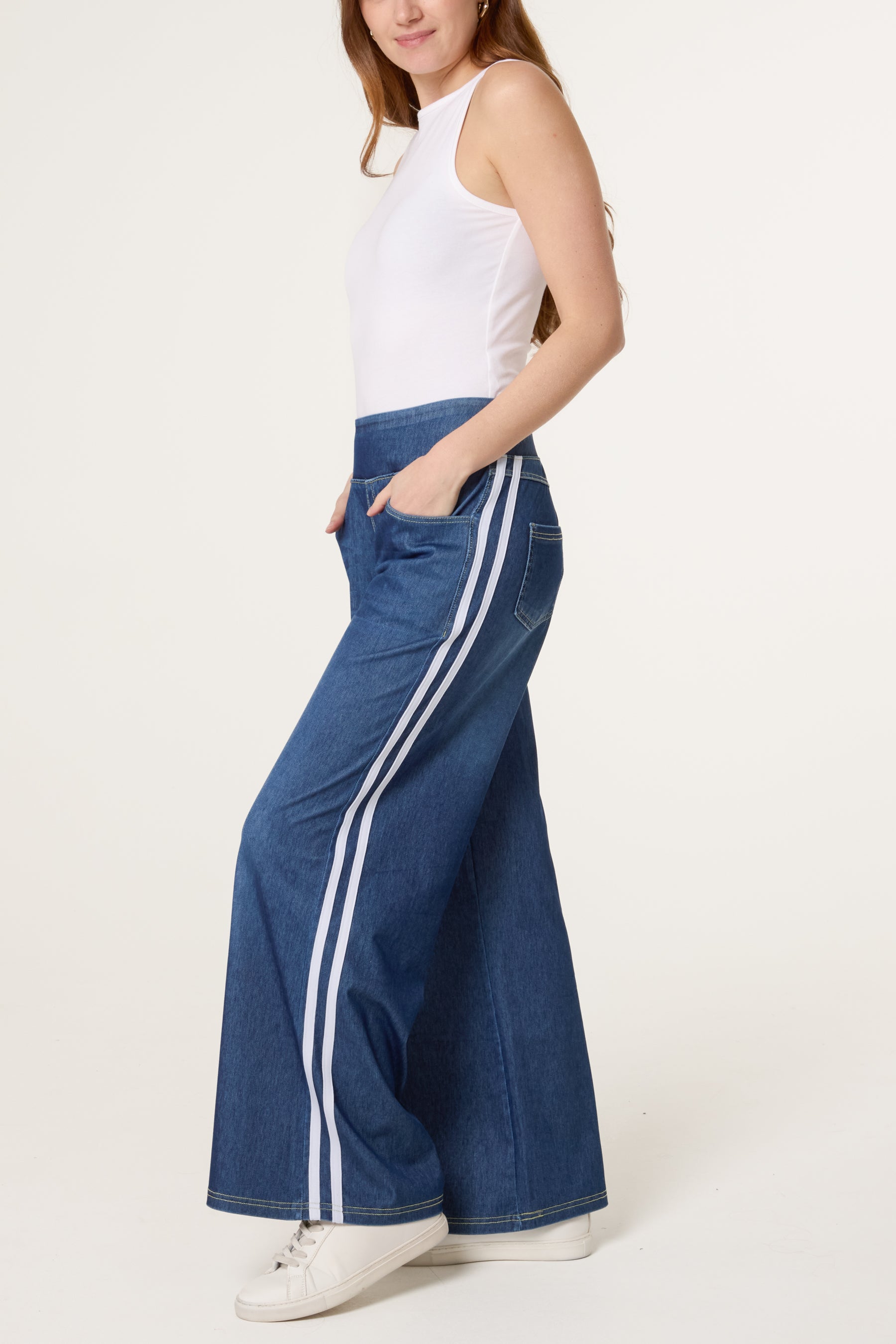 Side Stripe Deep Waistband Trouser