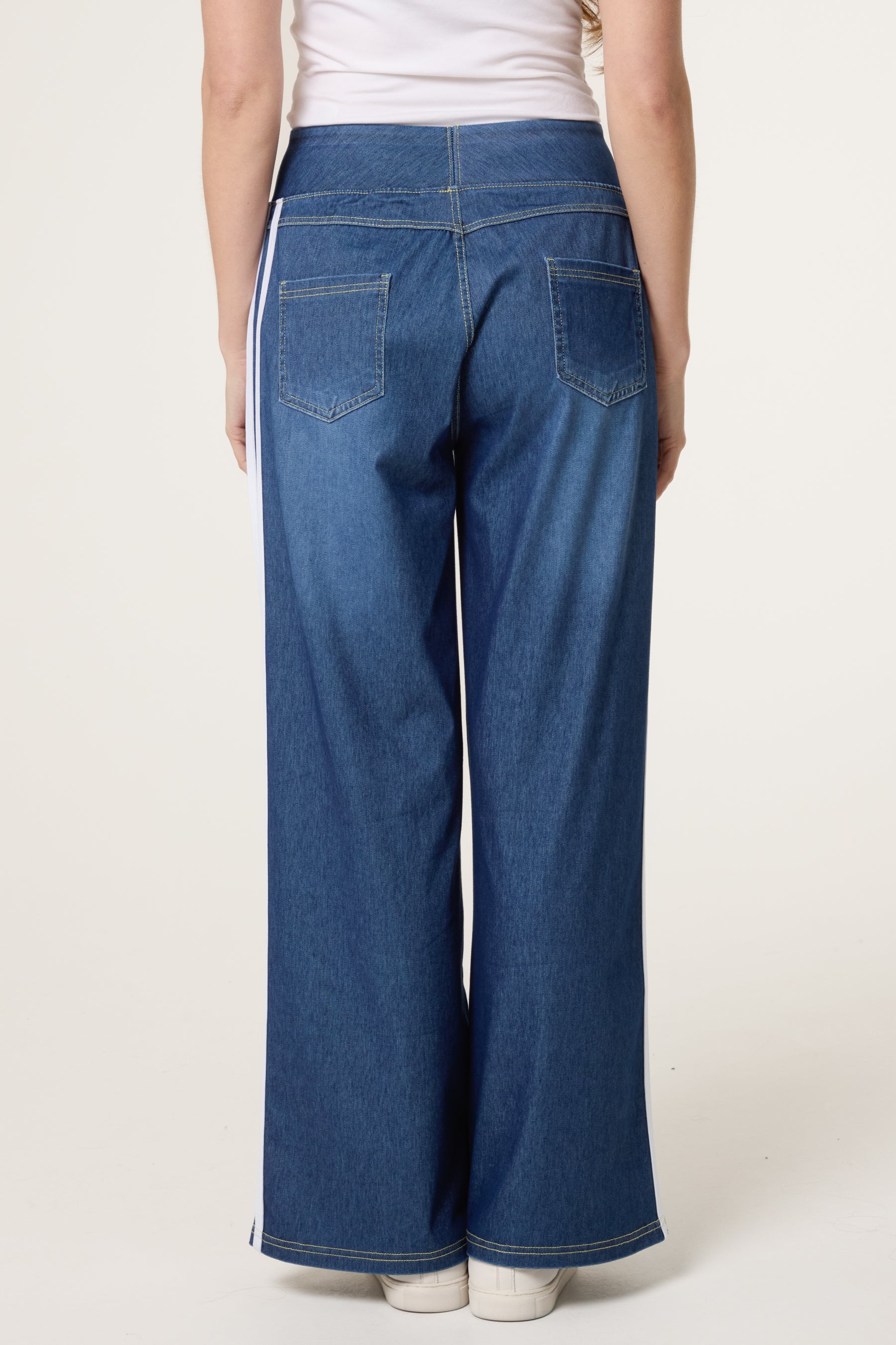 Side Stripe Deep Waistband Jeans