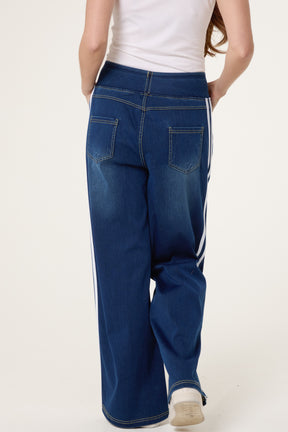 Side Stripe Deep Waistband Jeans