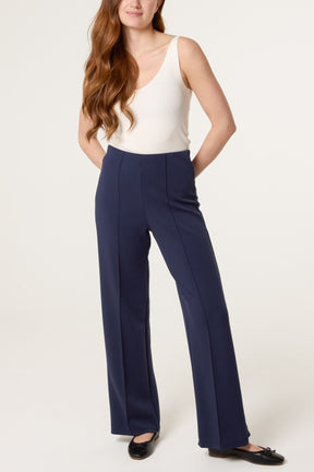 Pintuck Jersey Straight Leg Trouser