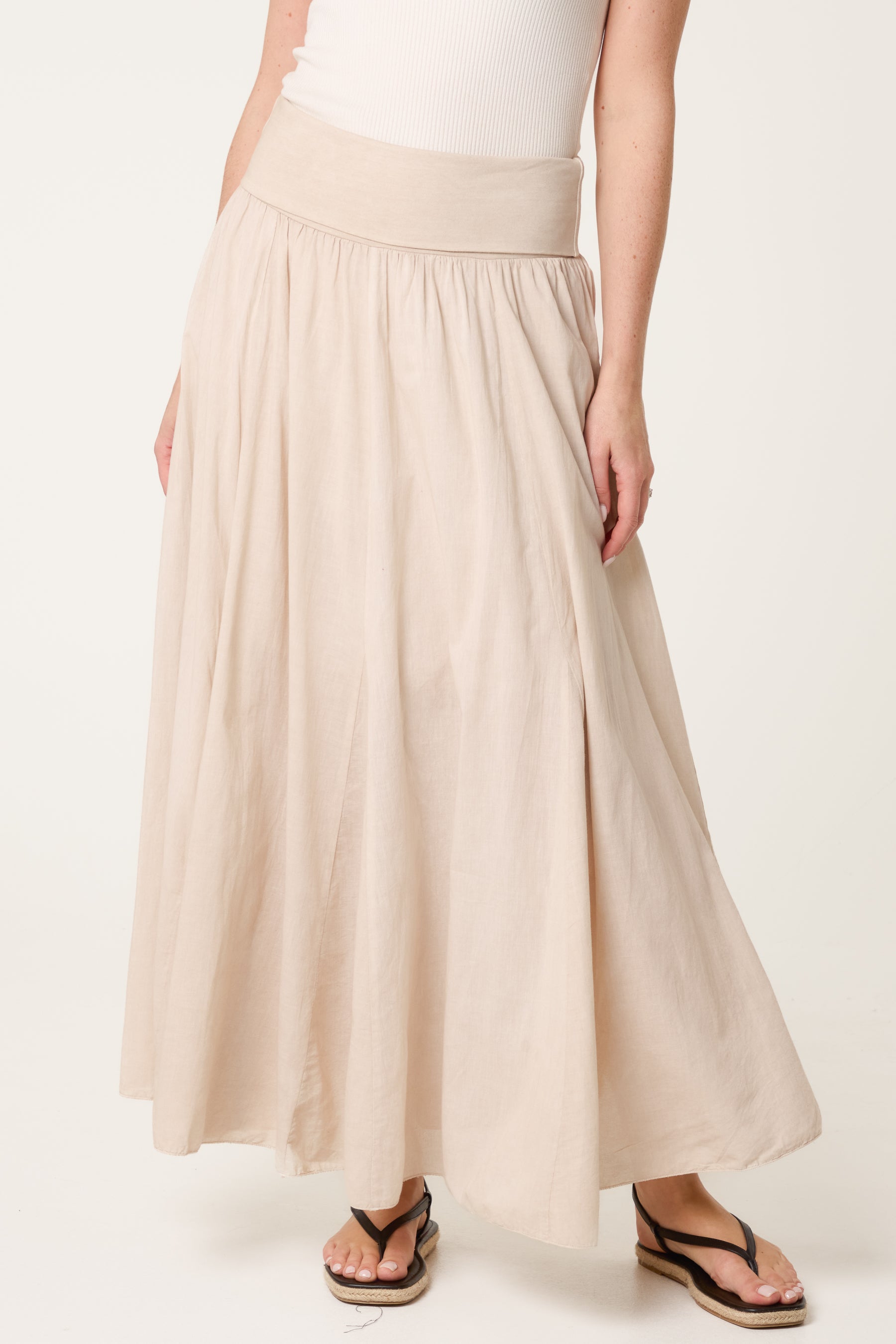 Godet Hem Jersey Waist Skirt