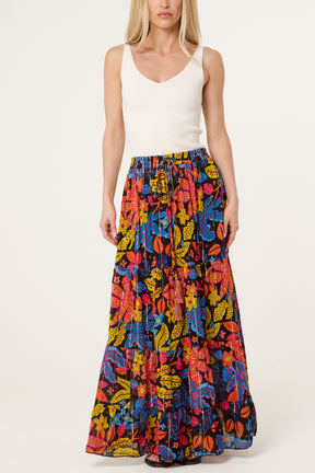 Metallic Detail Floral Skirt